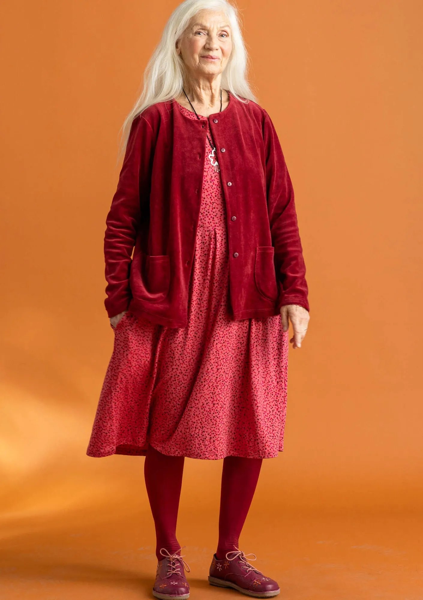Gudrun Sjödén Kleider>Jerseykleid „Helga“ aus Lyocell/Elasthan Koralle/gemustert