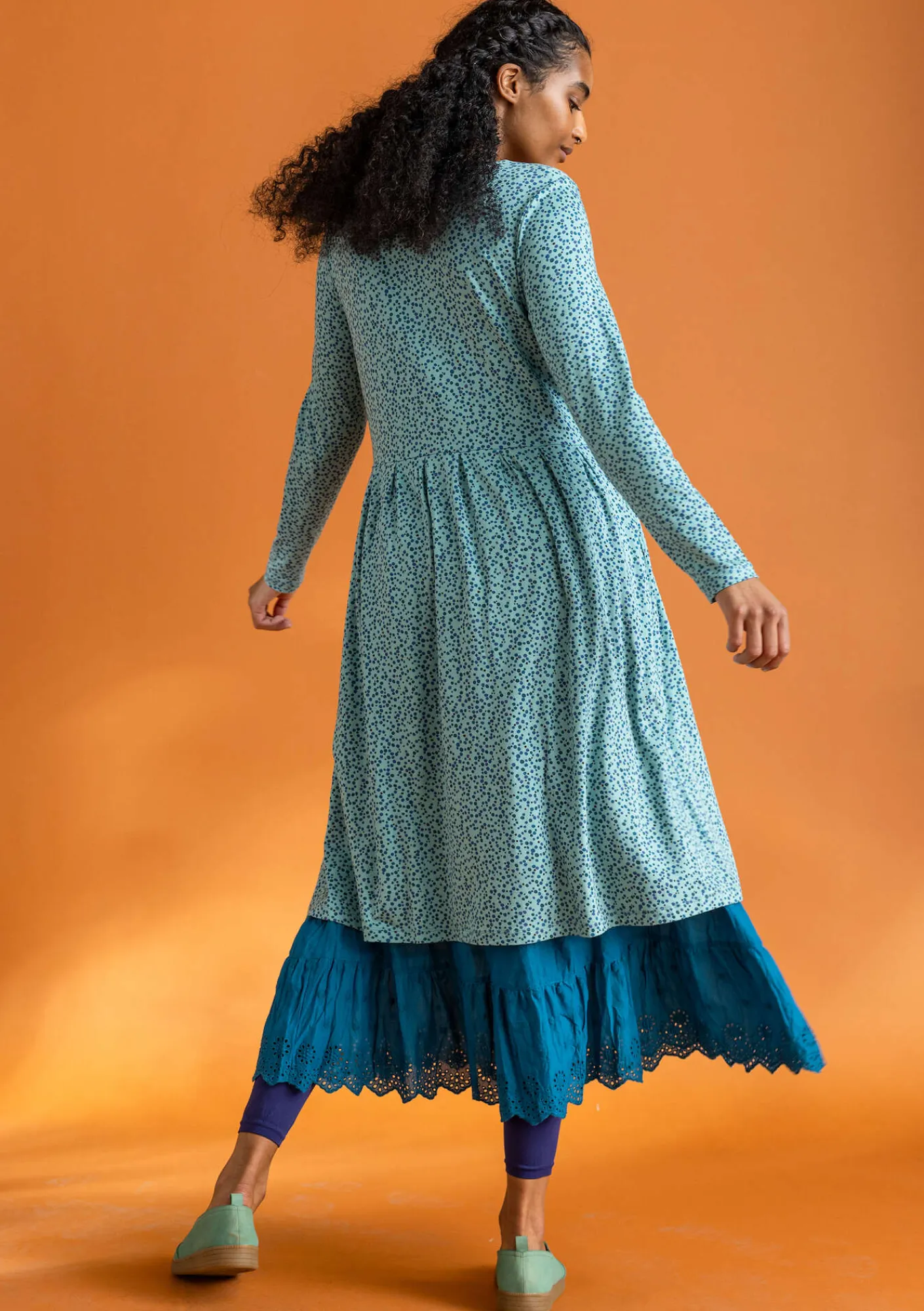 Gudrun Sjödén Kleider>Jerseykleid „Helga“ aus Lyocell/Elasthan Jade-gemustert