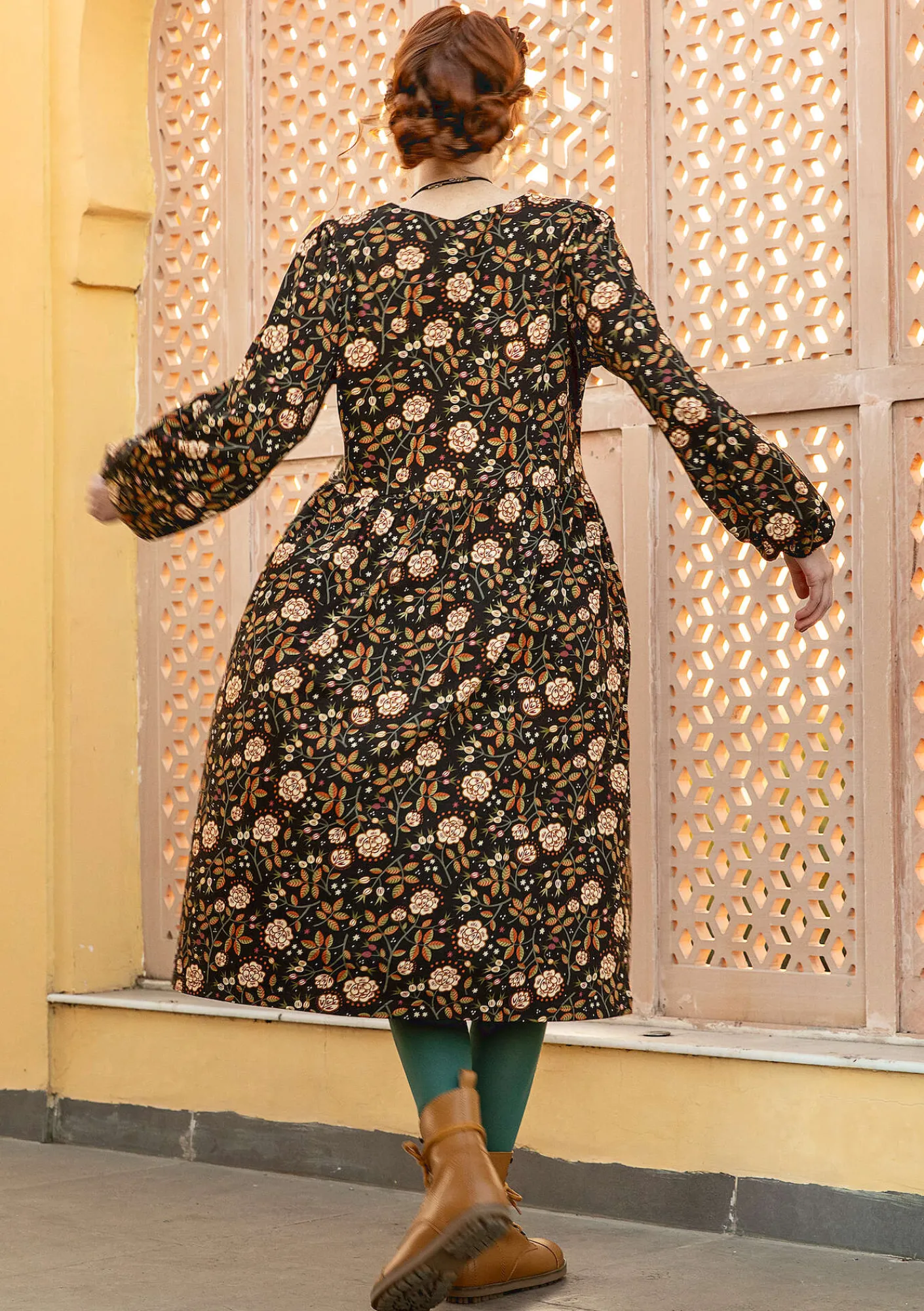 Gudrun Sjödén Kleider>Jerseykleid „Nyponros“ aus Bio-Baumwolle/Modal Cassis