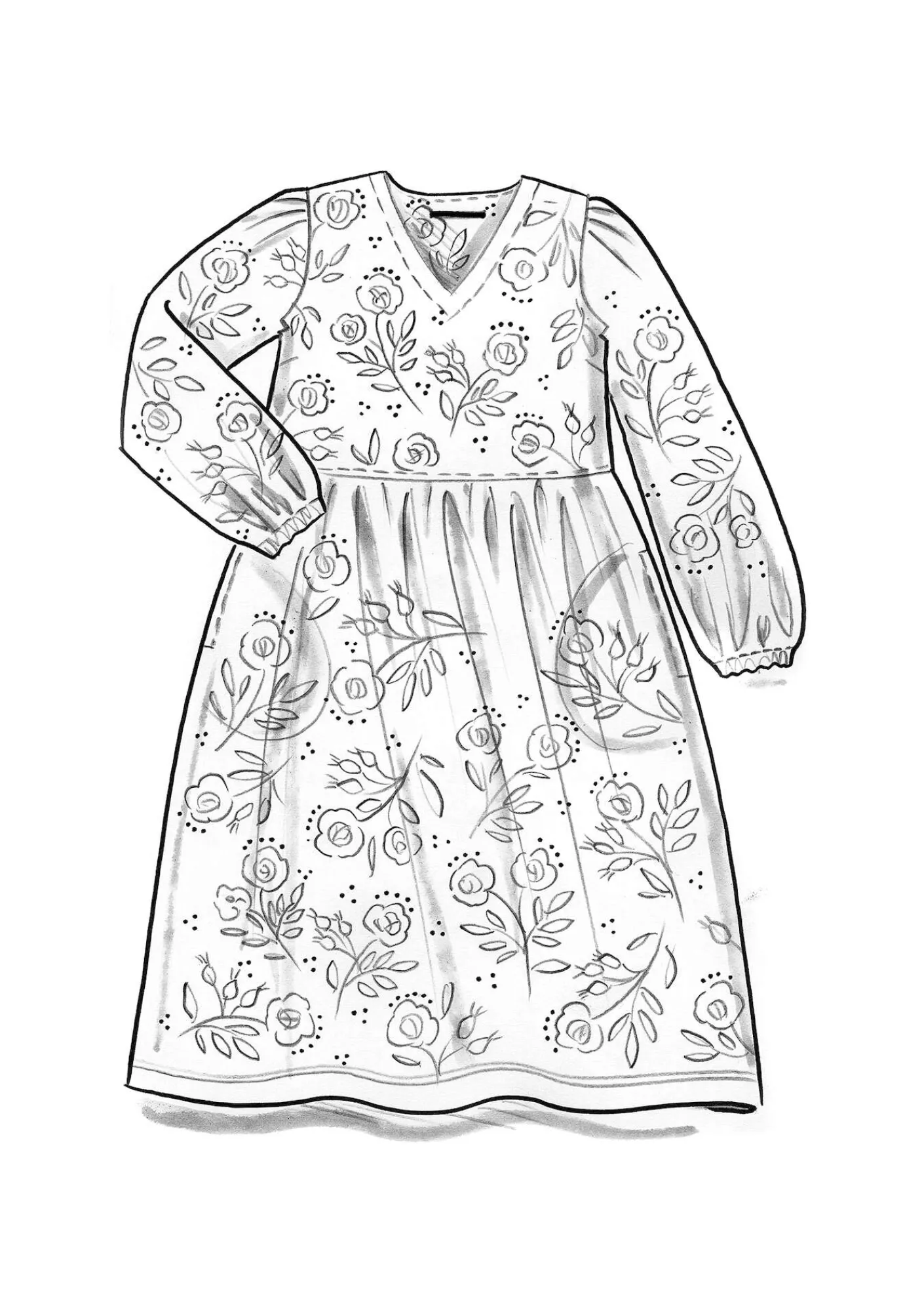 Gudrun Sjödén Kleider>Jerseykleid „Nyponros“ aus Bio-Baumwolle/Modal Indigo