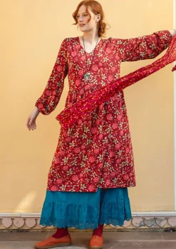 Gudrun Sjödén Kleider>Jerseykleid „Nyponros“ aus Bio-Baumwolle/Modal Achatrot