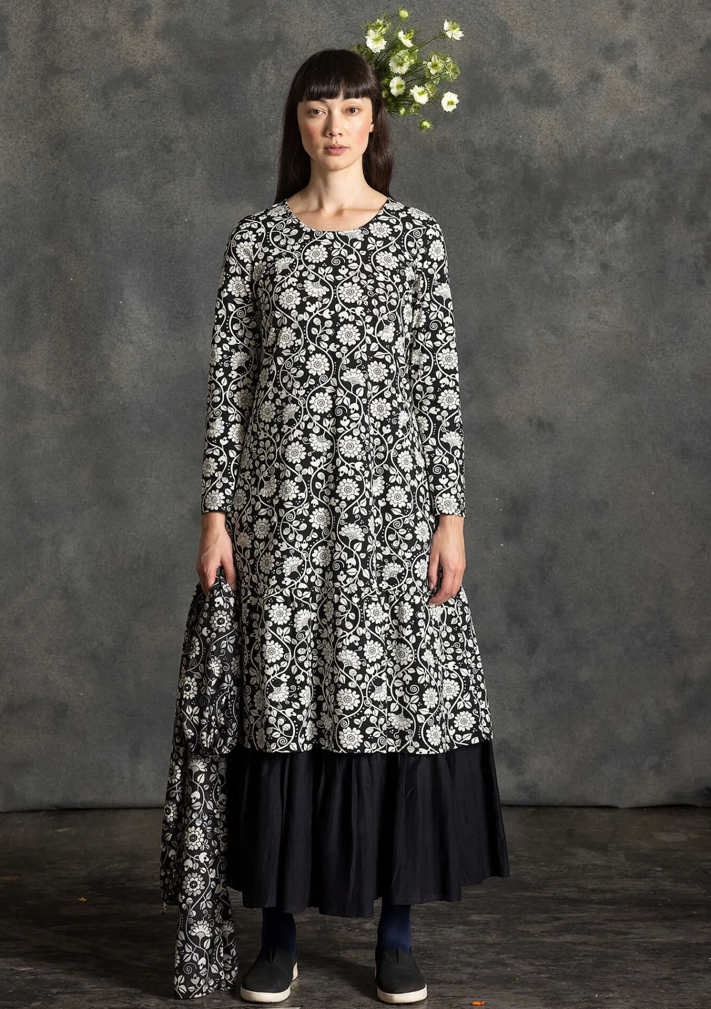 Gudrun Sjödén Kleider>Jerseykleid „Rupangi“ aus Bio-Baumwolle Schwarz