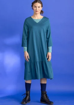 Gudrun Sjödén Kleider>Jerseykleid „Tyra“ aus Bio-Baumwolle/Modal Dunkelpetrol