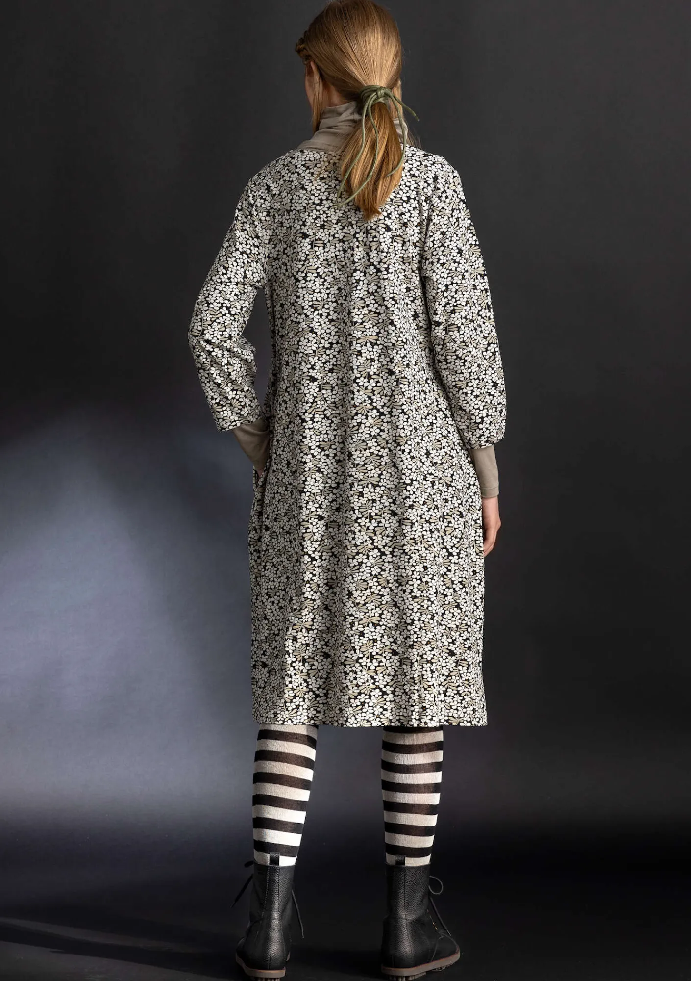 Gudrun Sjödén Kleider>Jerseykleid „Ylva“ aus Bio-Baumwolle/Elasthan Schwarz-gemustert