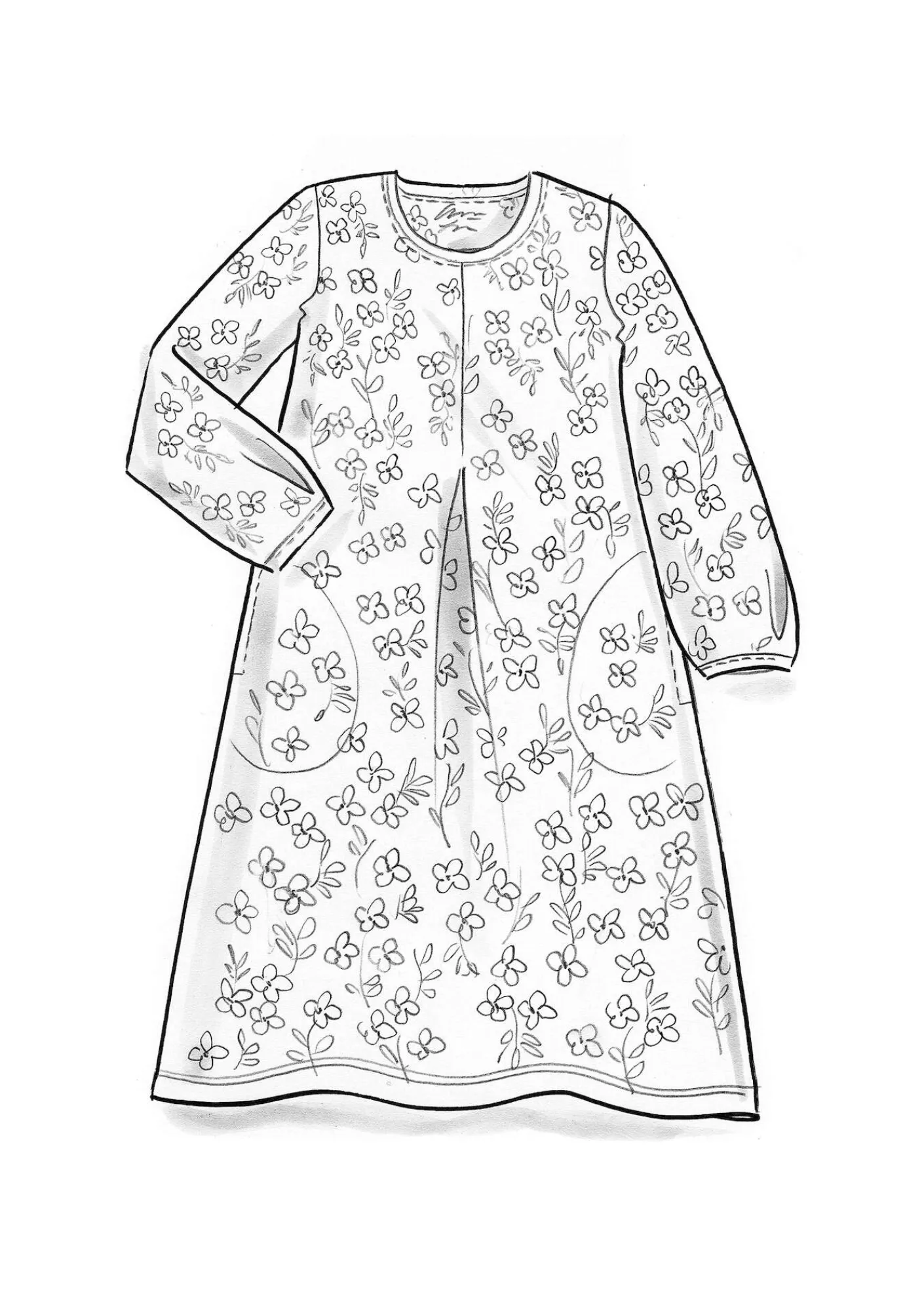 Gudrun Sjödén Kleider>Jerseykleid „Ylva“ aus Bio-Baumwolle/Elasthan Schwarz-gemustert