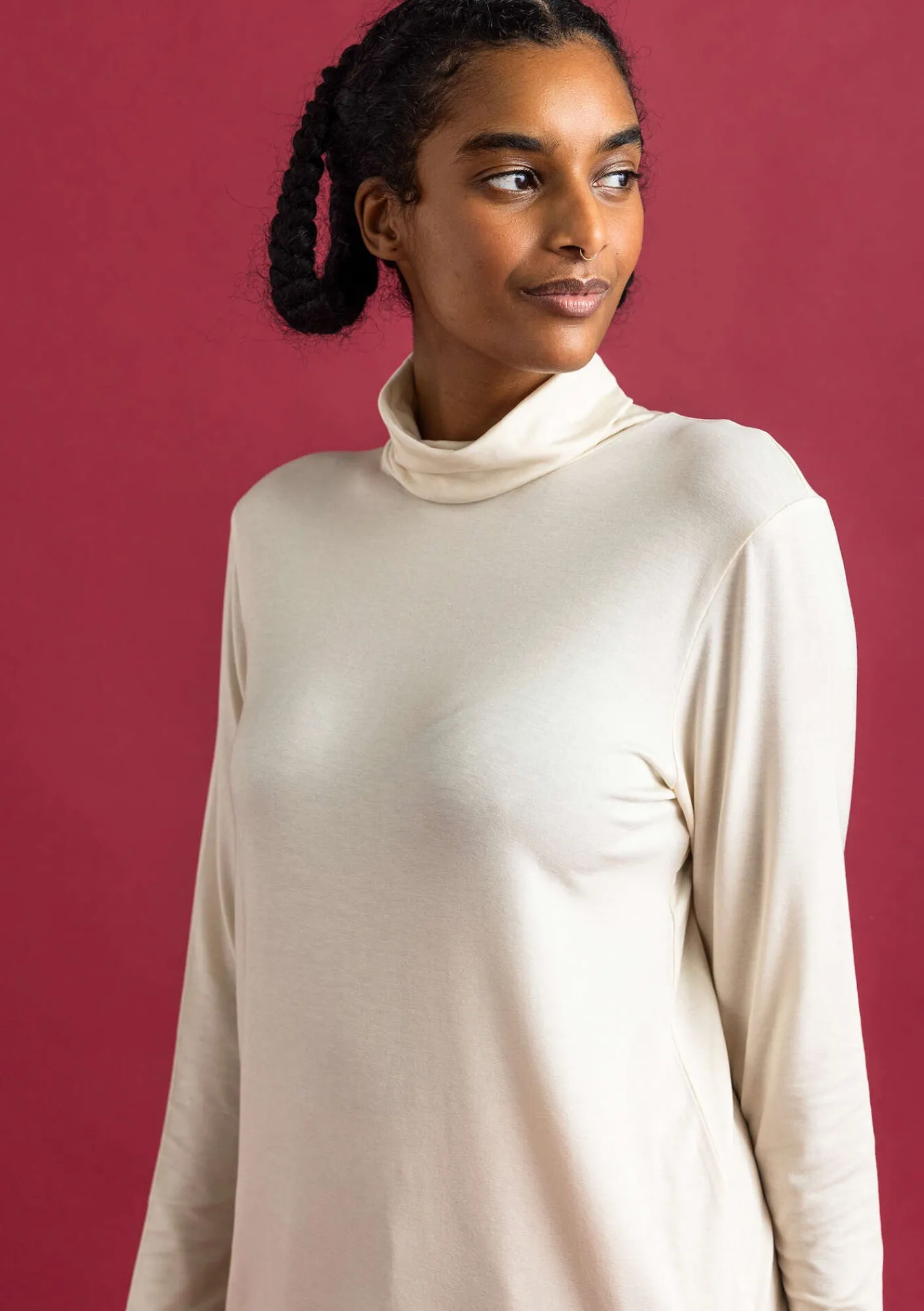 Gudrun Sjödén Pullover & Shirts>Jersey-Rollkragenshirt aus Lyocell/Elasthan Feder