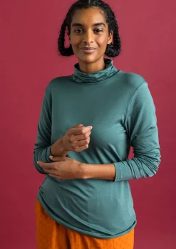 Gudrun Sjödén Pullover & Shirts>Jersey-Rollkragenshirt aus Lyocell/Elasthan Opalgrün