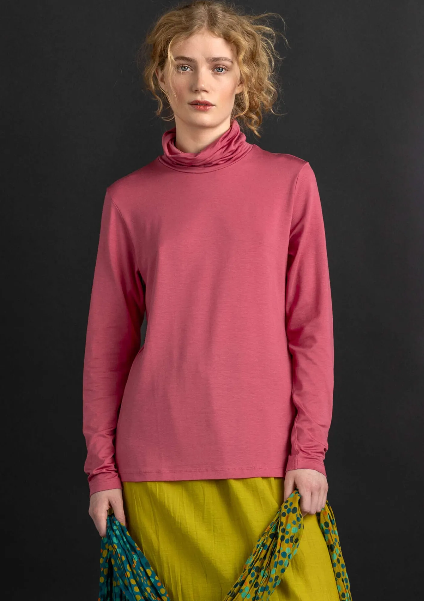 Gudrun Sjödén Pullover & Shirts>Jersey-Rollkragenshirt aus Lyocell/Elasthan Koralle