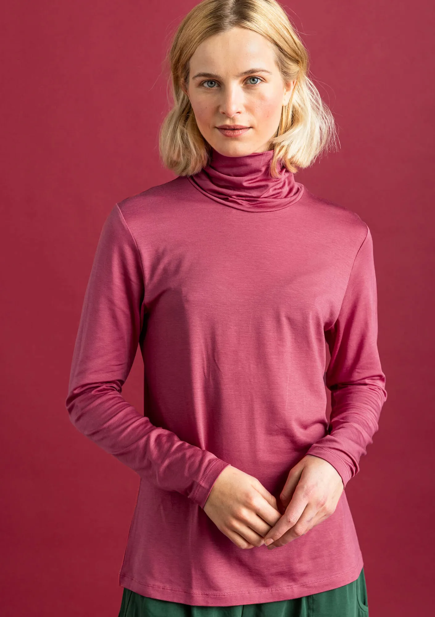 Gudrun Sjödén Pullover & Shirts>Jersey-Rollkragenshirt aus Lyocell/Elasthan Koralle