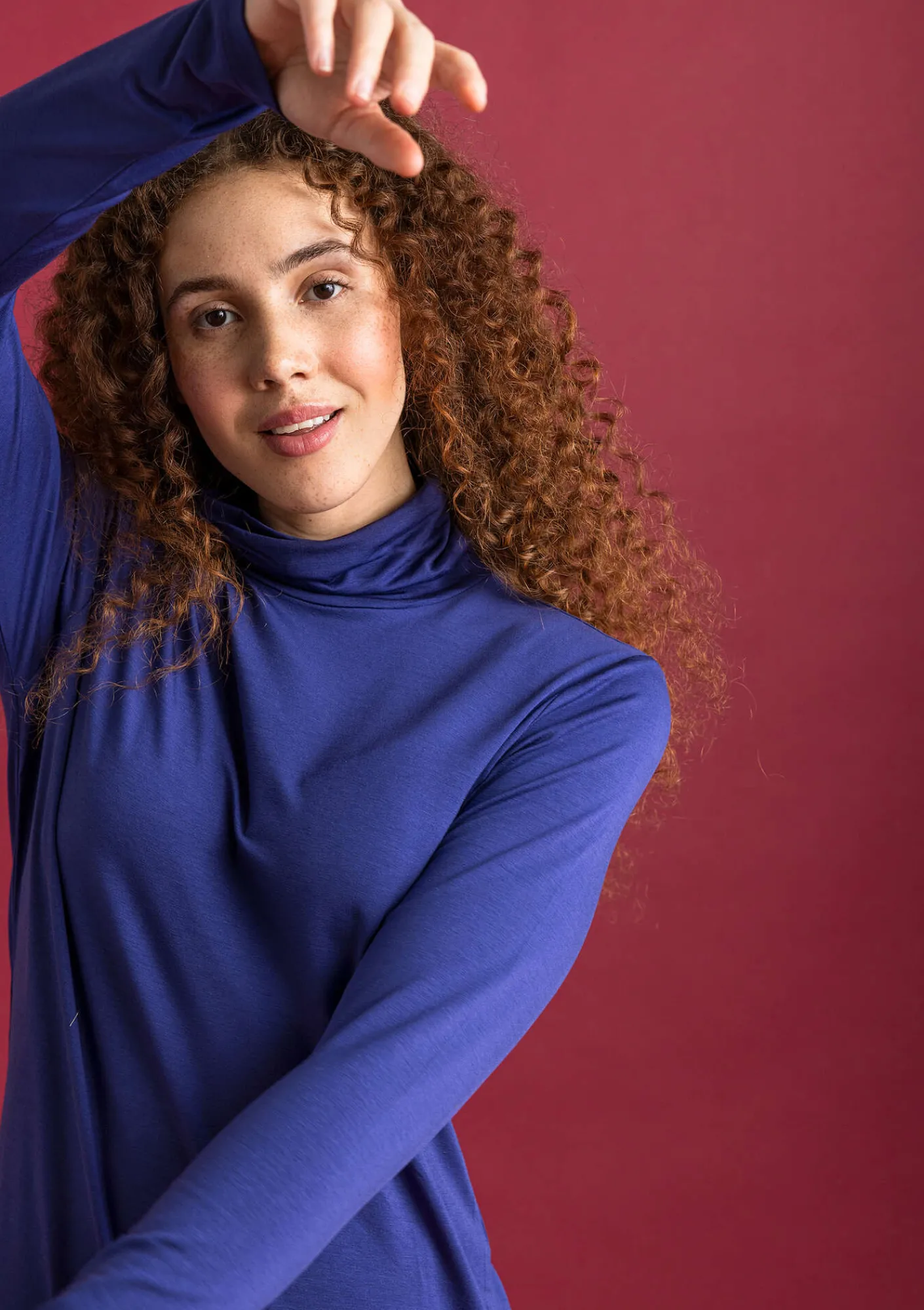 Gudrun Sjödén Pullover & Shirts>Jersey-Rollkragenshirt aus Lyocell/Elasthan Veilchen