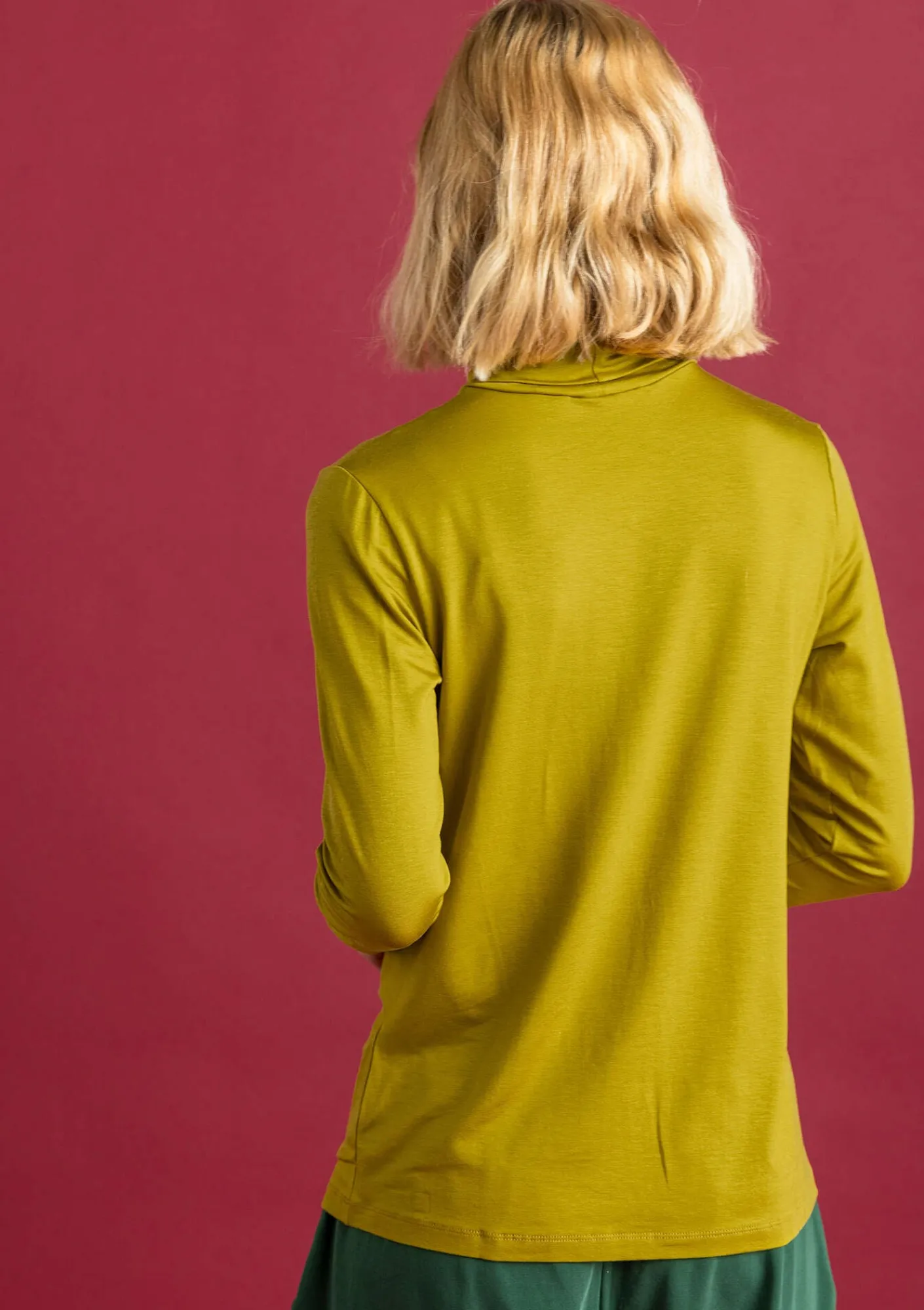 Gudrun Sjödén Pullover & Shirts>Jersey-Rollkragenshirt aus Lyocell/Elasthan Olivenöl