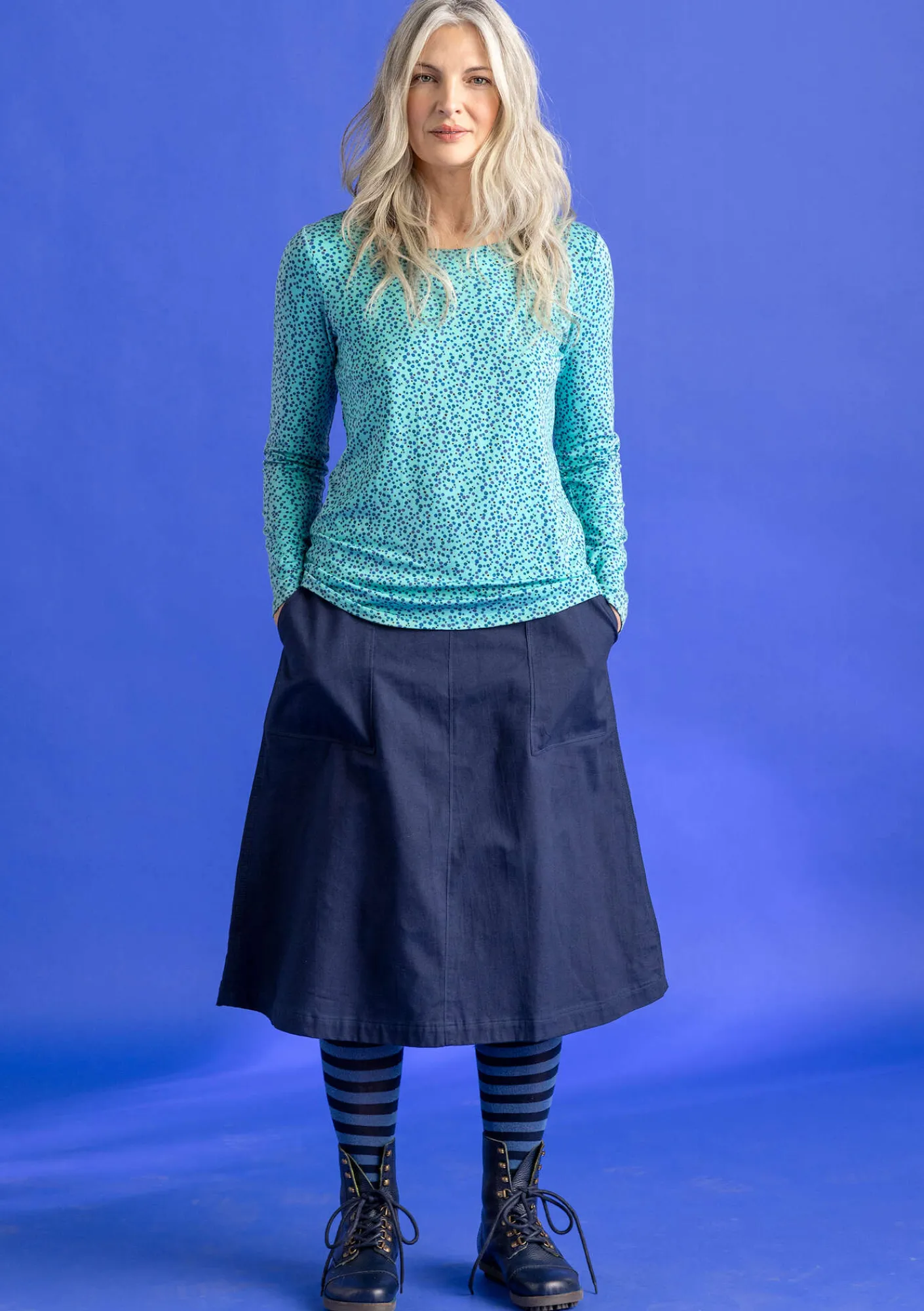 Gudrun Sjödén Pullover & Shirts>Jerseyshirt „Helga“ aus Lyocell/Elasthan Jade-gemustert
