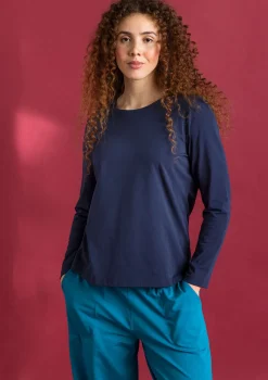 Gudrun Sjödén Pullover & Shirts>Jerseyshirt „Ylva“ aus Bio-Baumwolle/Elasthan Dunkelindigo