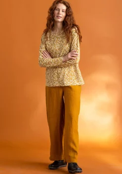 Gudrun Sjödén Pullover & Shirts>Jerseyshirt „Ylva“ aus Bio-Baumwolle/Elasthan Senf-gemustert