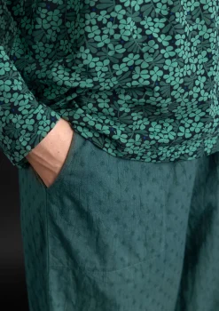 Gudrun Sjödén Pullover & Shirts>Jerseyshirt „Ylva“ aus Bio-Baumwolle/Elasthan Malachit-gemustert