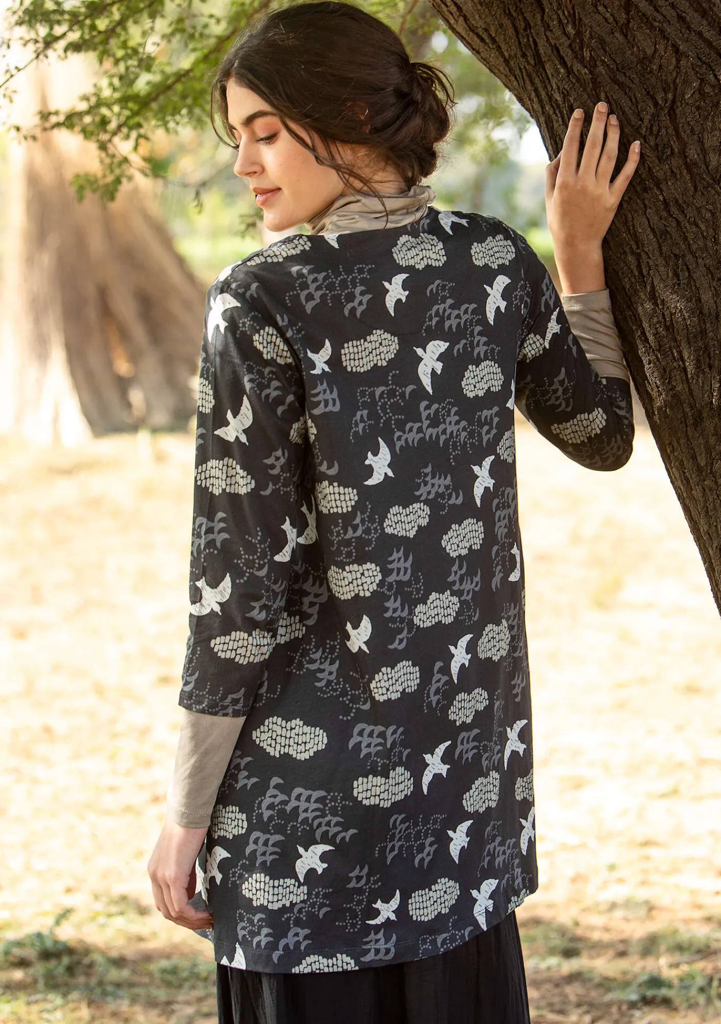 Gudrun Sjödén Tuniken>Jerseytunika „Flyttfågel“ aus Bio-Baumwolle Schwarz