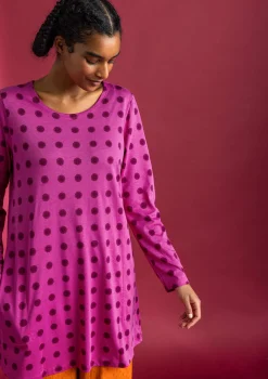 Gudrun Sjödén Tuniken>Jerseytunika „Tyra“ aus Bio-Baumwolle/Modal Cerise-gemustert