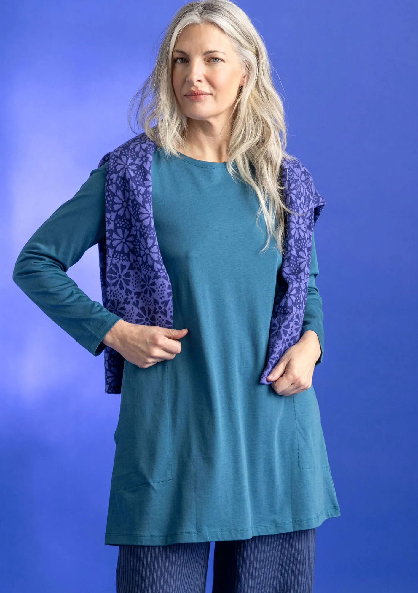 Gudrun Sjödén Tuniken>Jerseytunika „Tyra“ aus Bio-Baumwolle/Modal Dunkelpetrol