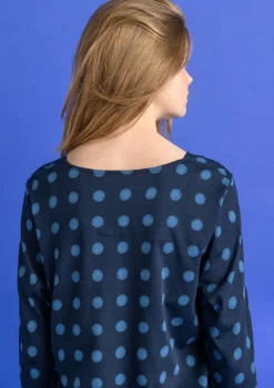 Gudrun Sjödén Tuniken>Jerseytunika „Tyra“ aus Bio-Baumwolle/Modal Dunkelindigo-gemustert