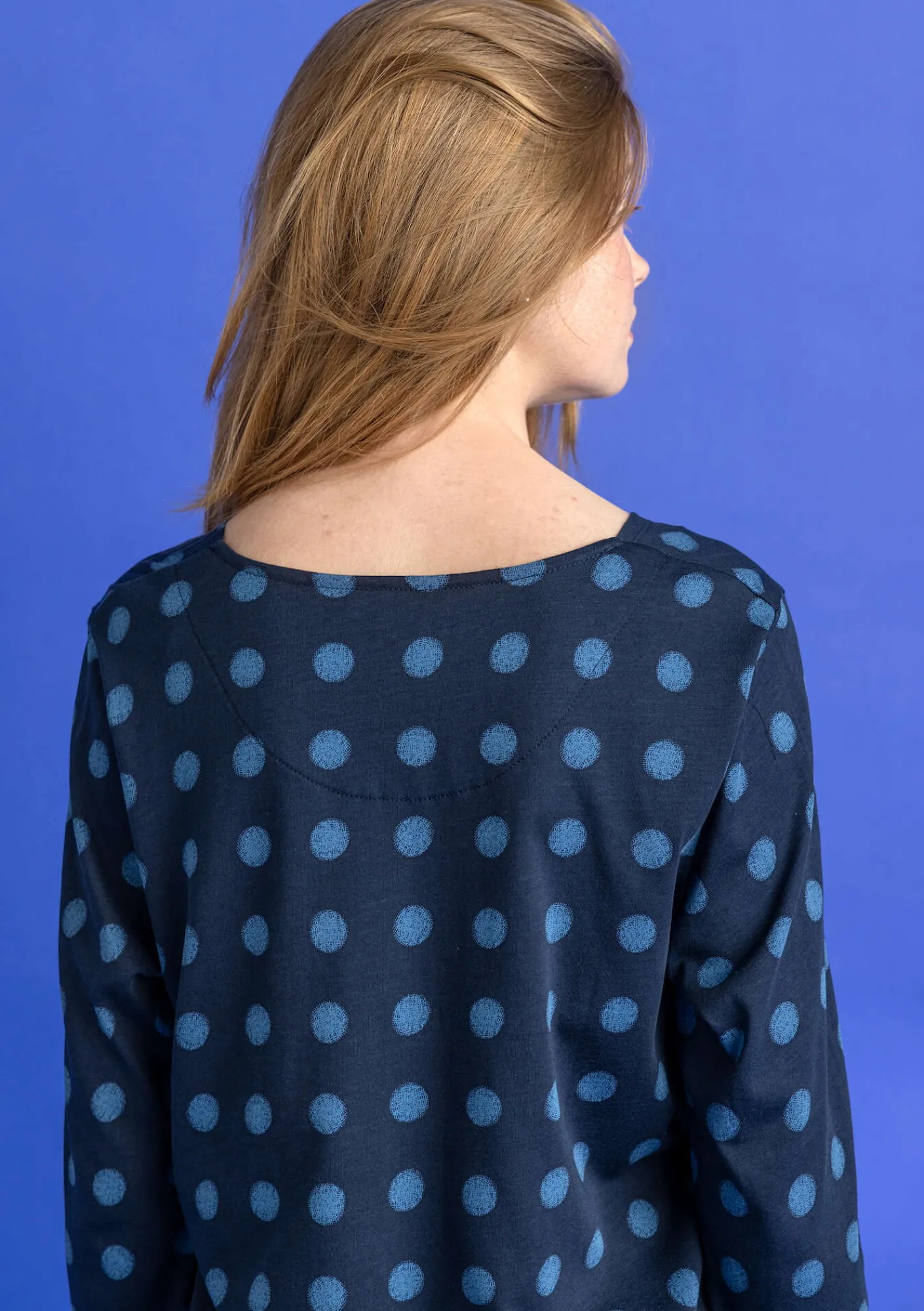 Gudrun Sjödén Tuniken>Jerseytunika „Tyra“ aus Bio-Baumwolle/Modal Dunkelindigo-gemustert