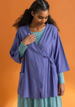 Gudrun Sjödén Blusen>Kimono aus Bio-Baumwolldobby Blauglöckchen