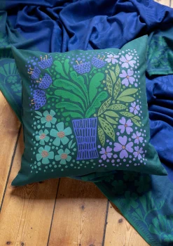 Gudrun Sjödén Kissen|Schlafzimmer Deko>Kissenhülle „Gnistra“ aus Bio-Baumwolle Flaschengrün