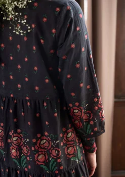 Gudrun Sjödén Kleider>Kleid „Asta“ aus Bio-Baumwollgewebe Schwarz