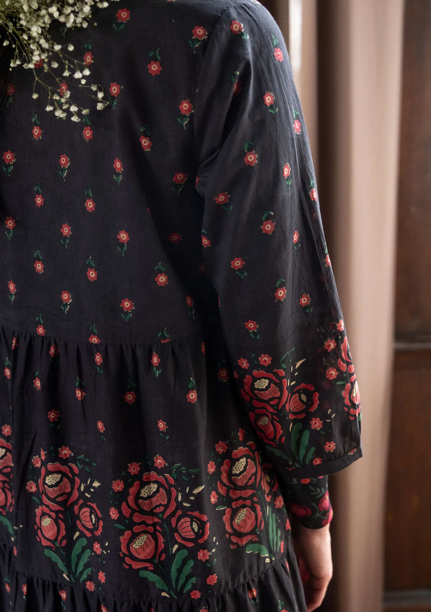 Gudrun Sjödén Kleider>Kleid „Asta“ aus Bio-Baumwollgewebe Schwarz