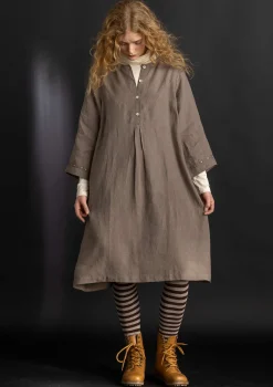 Gudrun Sjödén Kleider>Kleid „Asta“ aus Leinengewebe Hellkartoffel
