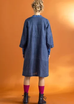 Gudrun Sjödén Kleider>Kleid „Asta“ aus Leinengewebe Nebelblau-gemustert