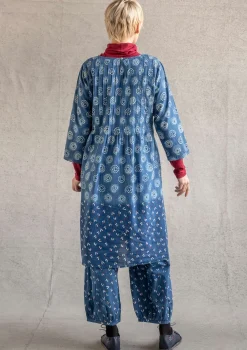 Gudrun Sjödén Kleider>Kleid „Clay“ aus Bio-Baumwollgewebe Indigo