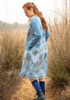Gudrun Sjödén Kleider>Kleid „Embla“ aus Bio-Baumwollgewebe Leinenblau