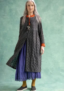 Gudrun Sjödén Kleider>Kleid „Helga“ aus Bio-Baumwollgewebe Dunkelaschgrau