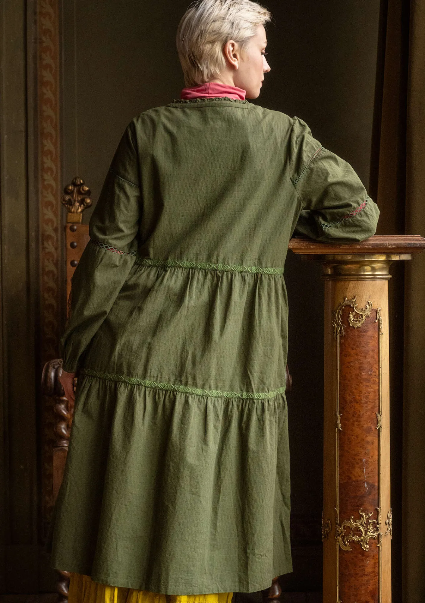 Gudrun Sjödén Kleider>Kleid „Åland“ aus Bio-Baumwollgewebe Pinie