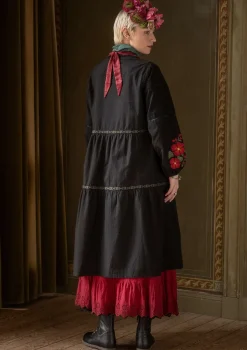 Gudrun Sjödén Kleider>Kleid „Åland“ aus Bio-Baumwollgewebe Schwarz