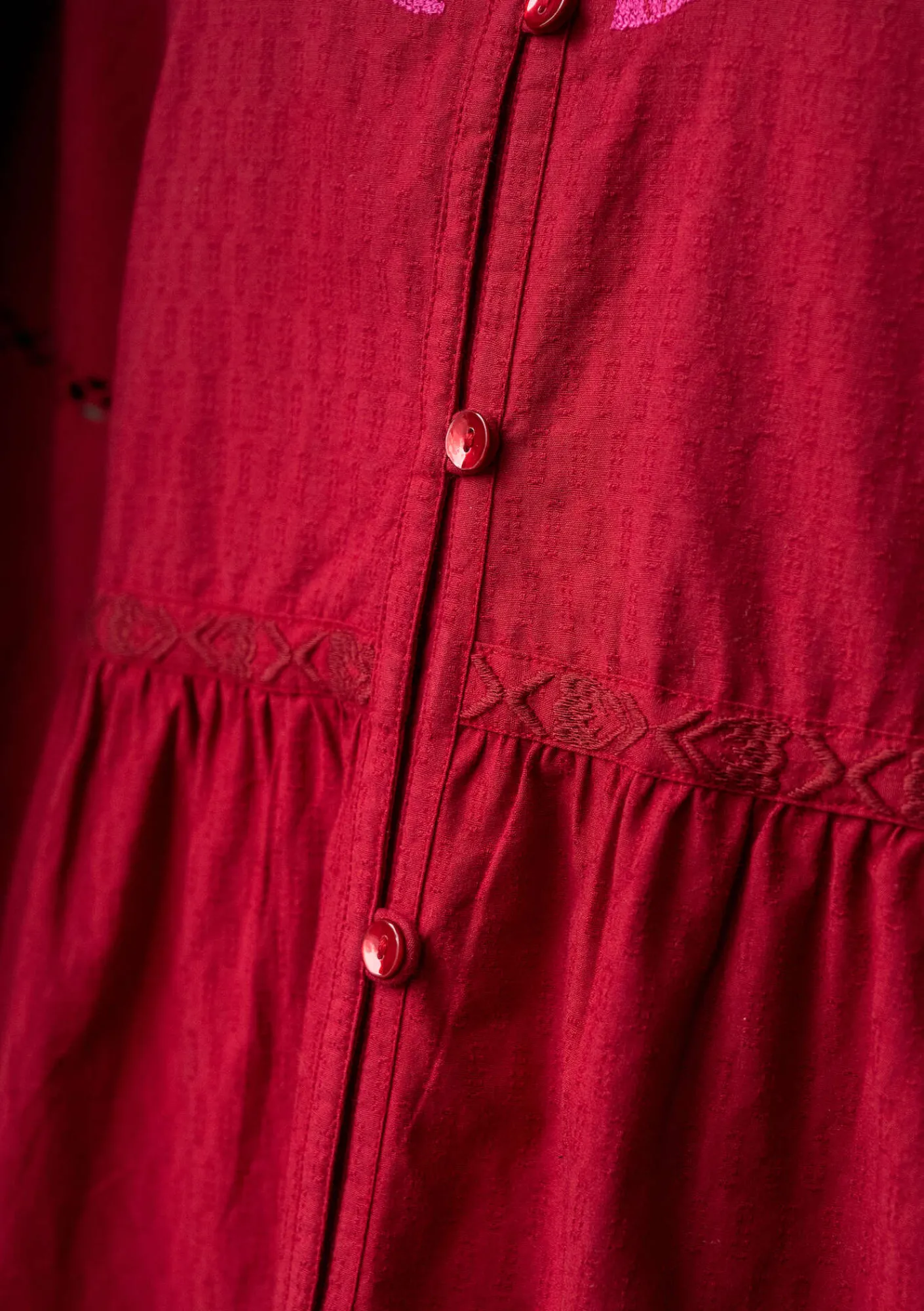 Gudrun Sjödén Kleider>Kleid „Åland“ aus Bio-Baumwollgewebe Moosbeere