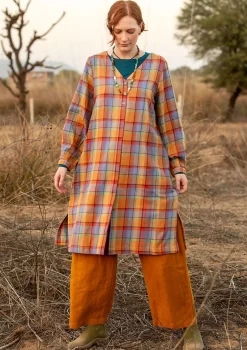 Gudrun Sjödén Kleider>Kleid „Skagen“ aus Bio-Baumwollgewebe Gebranntesiena