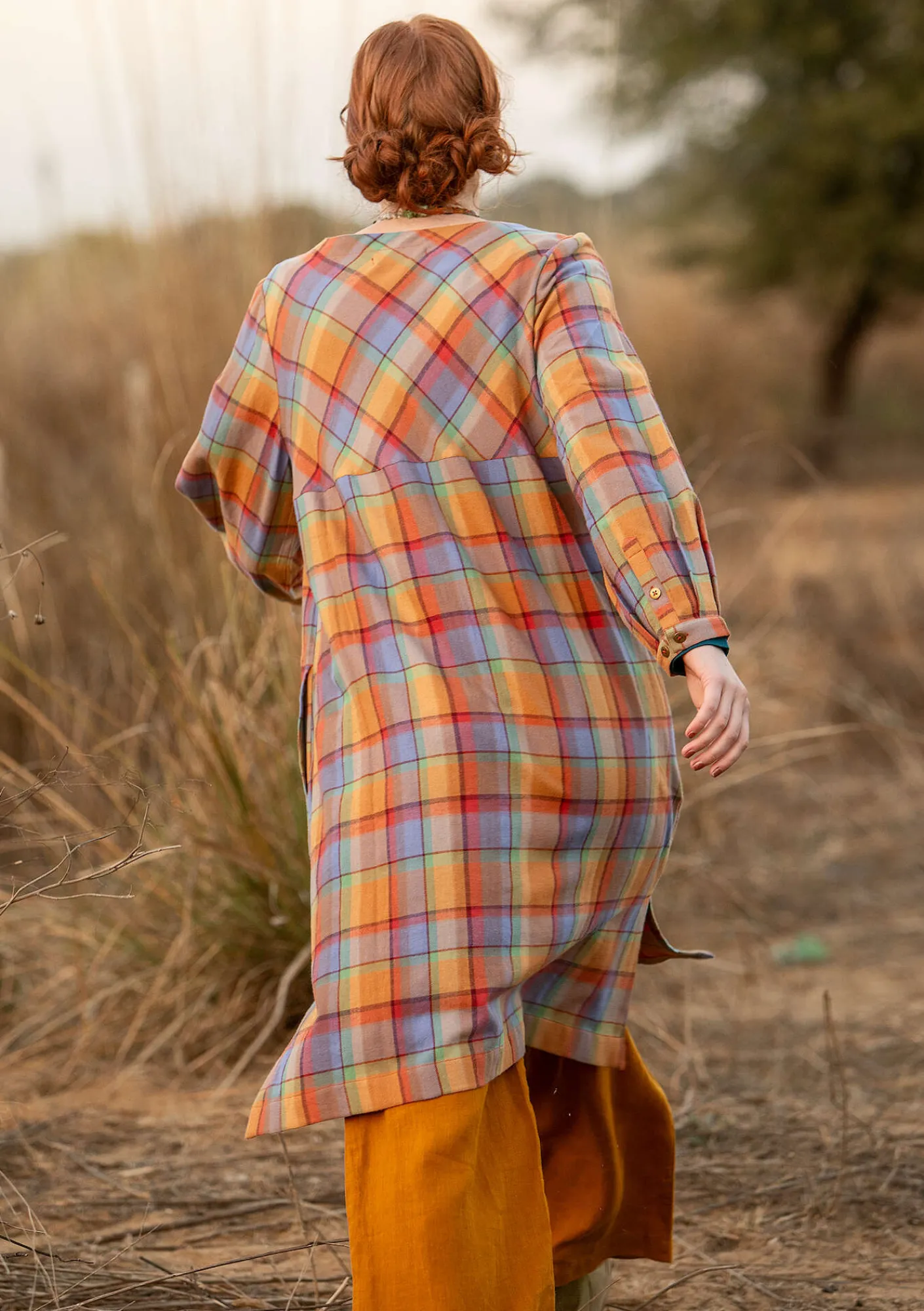 Gudrun Sjödén Kleider>Kleid „Skagen“ aus Bio-Baumwollgewebe Gebranntesiena