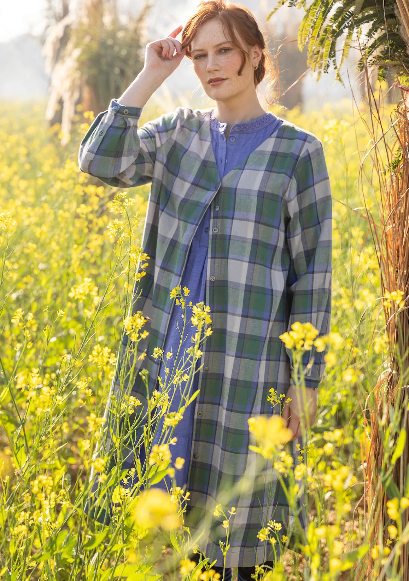 Gudrun Sjödén Kleider>Kleid „Skagen“ aus Bio-Baumwollgewebe Meeresgrün
