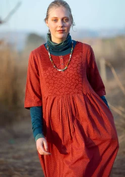 Gudrun Sjödén Kleider>Kleid „Strandfynd“ aus Bio-Baumwollgewebe Rost