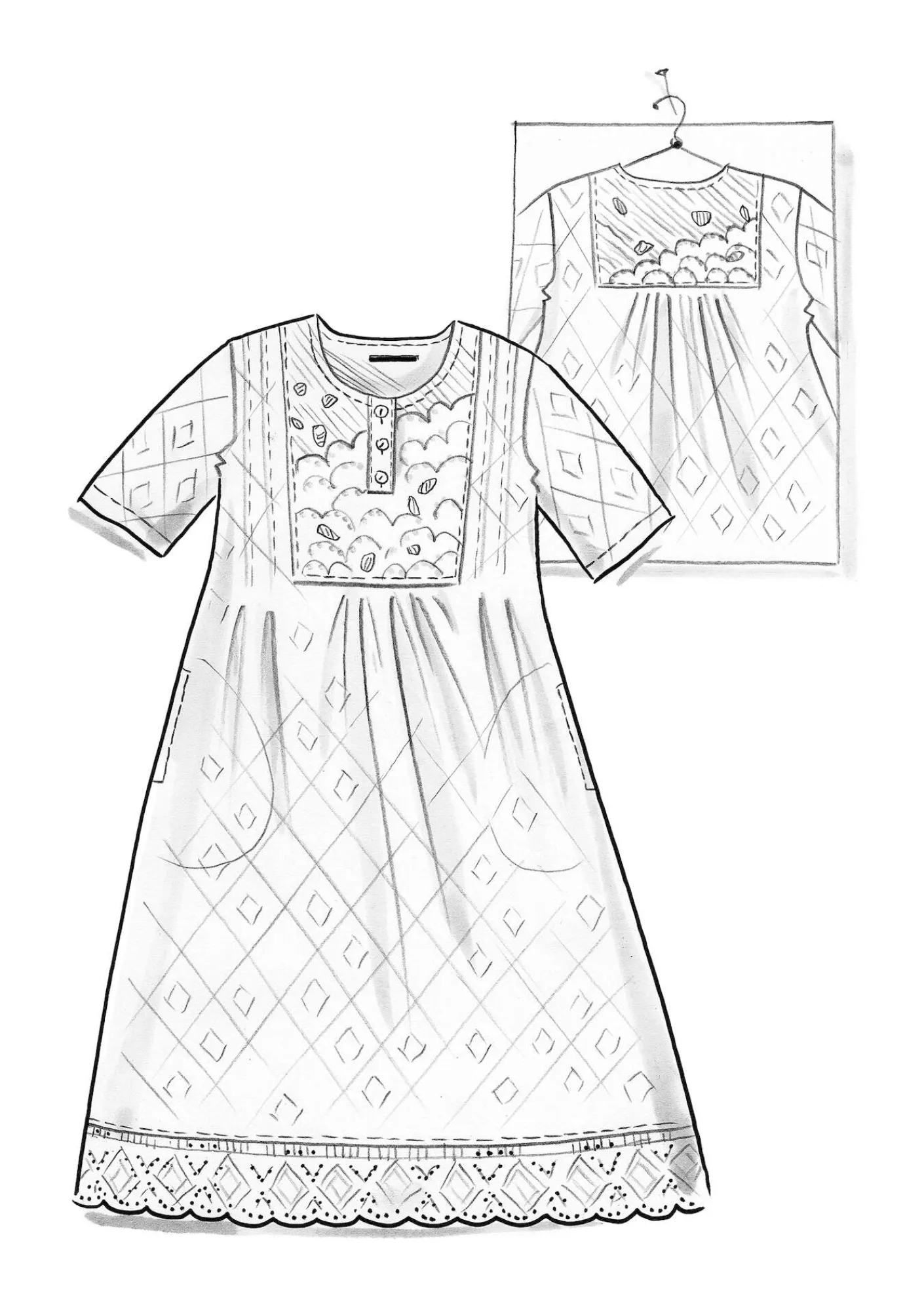 Gudrun Sjödén Kleider>Kleid „Strandfynd“ aus Bio-Baumwollgewebe Rost