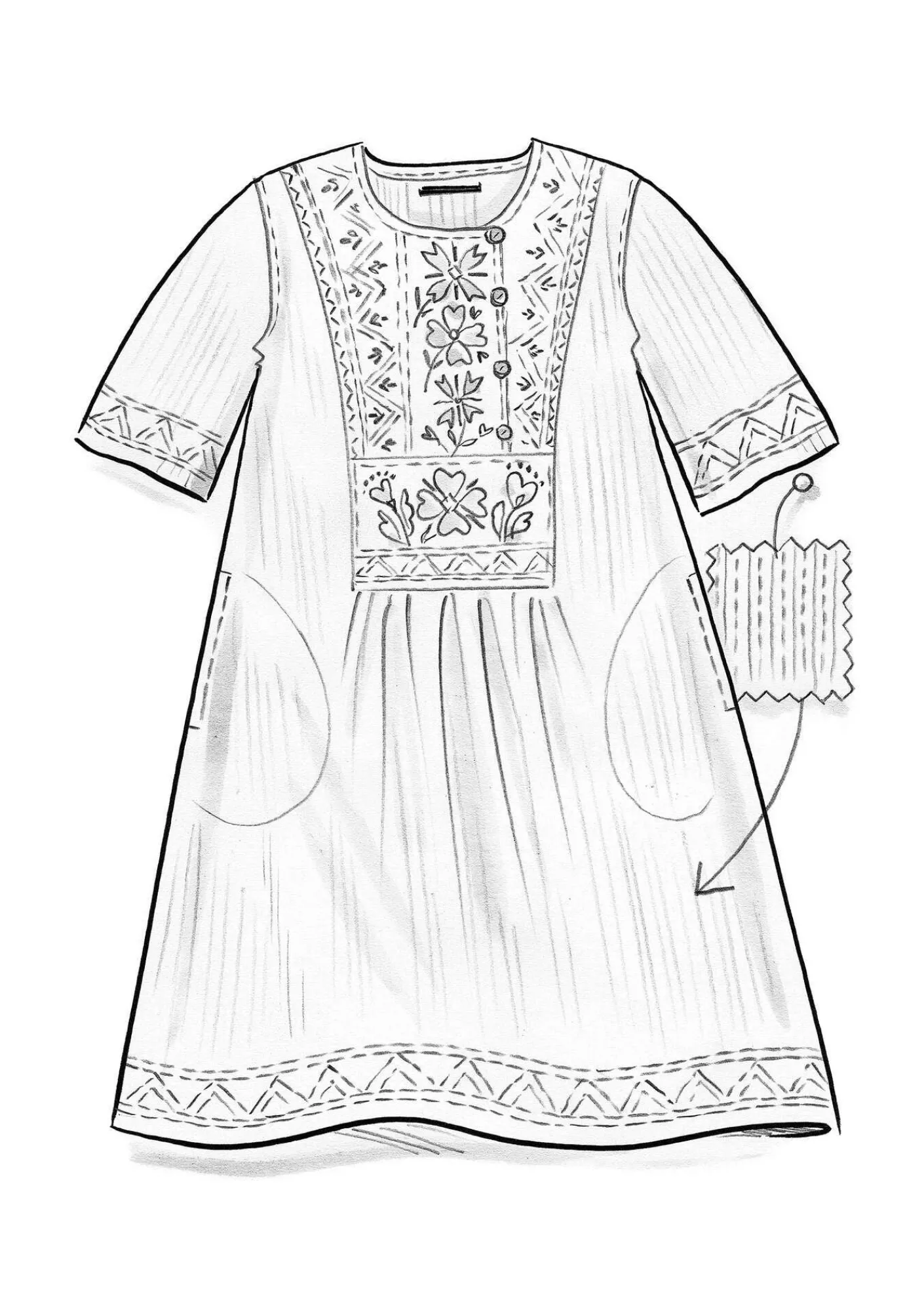 Gudrun Sjödén Kleider>Kleid „Wanja“ aus Bio-Baumwollgewebe Mohn