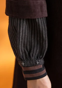 Gudrun Sjödén Blusen>Künstlerbluse „Asta“ aus Leinengewebe Schwarz-gestreift