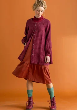 Gudrun Sjödén Blusen>Künstlerbluse „Asta“ aus Leinengewebe Purpur-gestreift