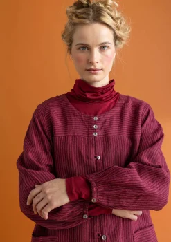 Gudrun Sjödén Blusen>Künstlerbluse „Asta“ aus Leinengewebe Purpur-gestreift