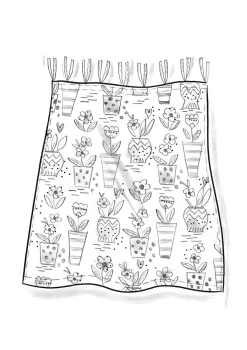 Gudrun Sjödén Gardinen|Heimtextilien>Kurze Gardine „Flower pots“ aus Bio-Baumwolle Graulila