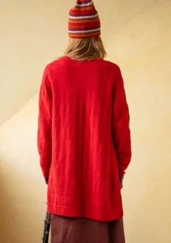 Gudrun Sjödén Strickjacken>Langstrickjacke „Capella“ aus Lammwolle Tomate-melange