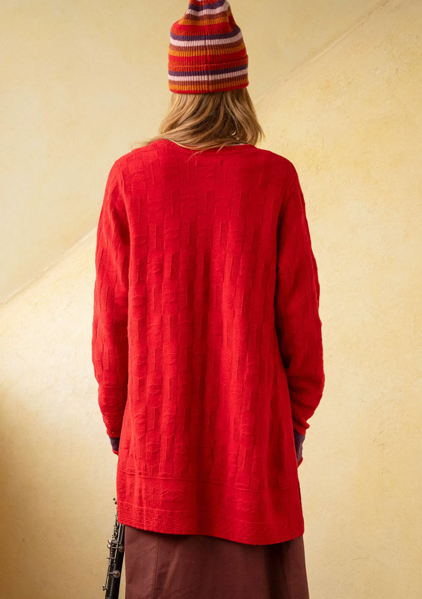 Gudrun Sjödén Strickjacken>Langstrickjacke „Capella“ aus Lammwolle Tomate-melange