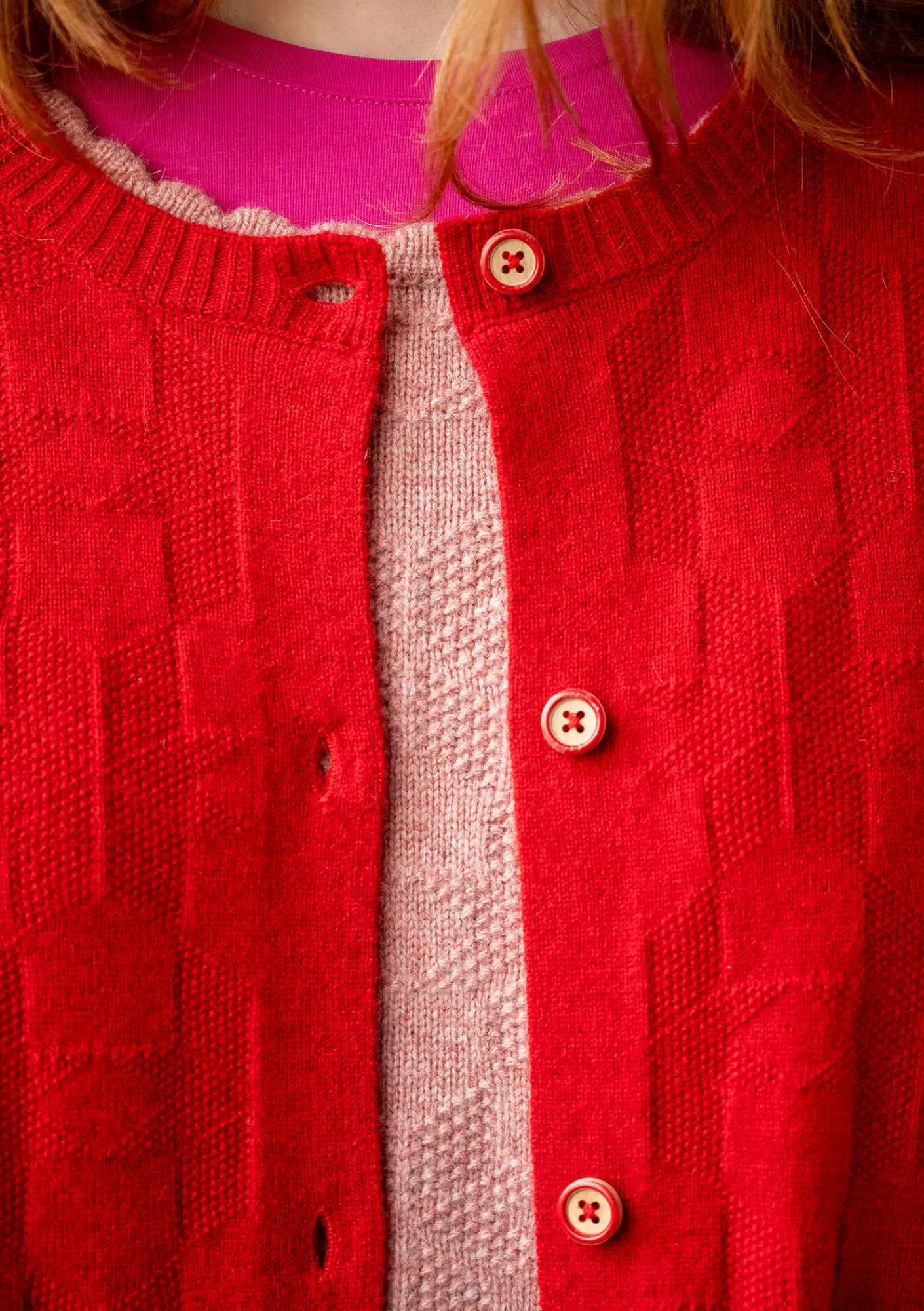 Gudrun Sjödén Strickjacken>Langstrickjacke „Capella“ aus Lammwolle Tomate-melange