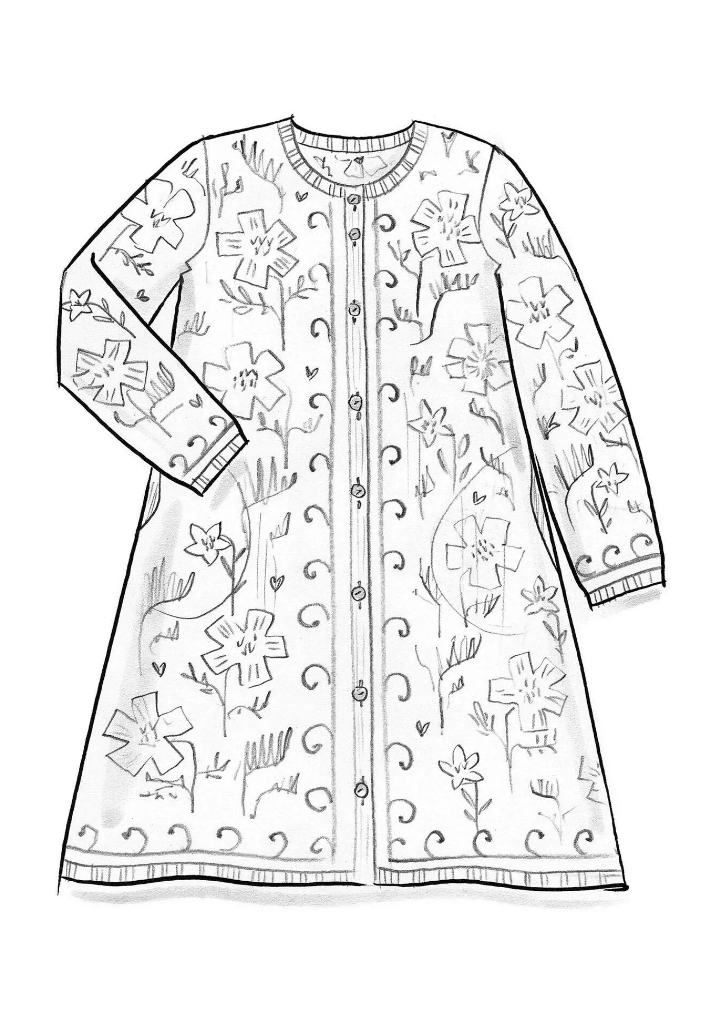 Gudrun Sjödén Strickjacken>Langstrickjacke „Gnistra“ aus Bio- und Recycling-Baumwolle/Alpakawollgemisch Aubergine